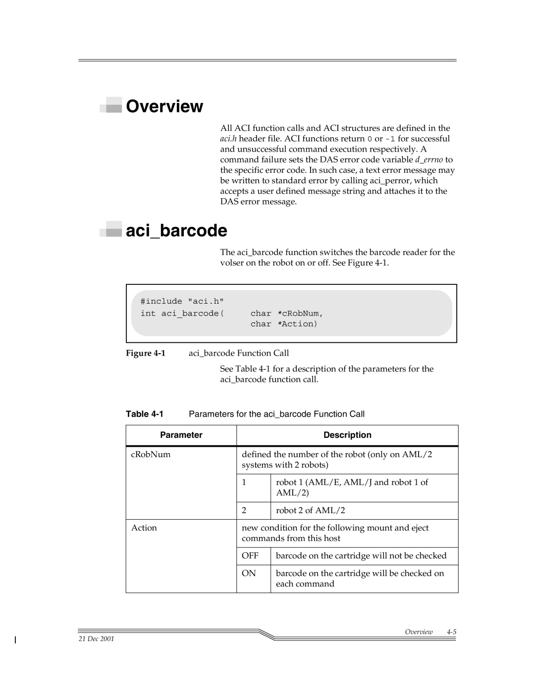 ADIC Server manual Acibarcode, Off 