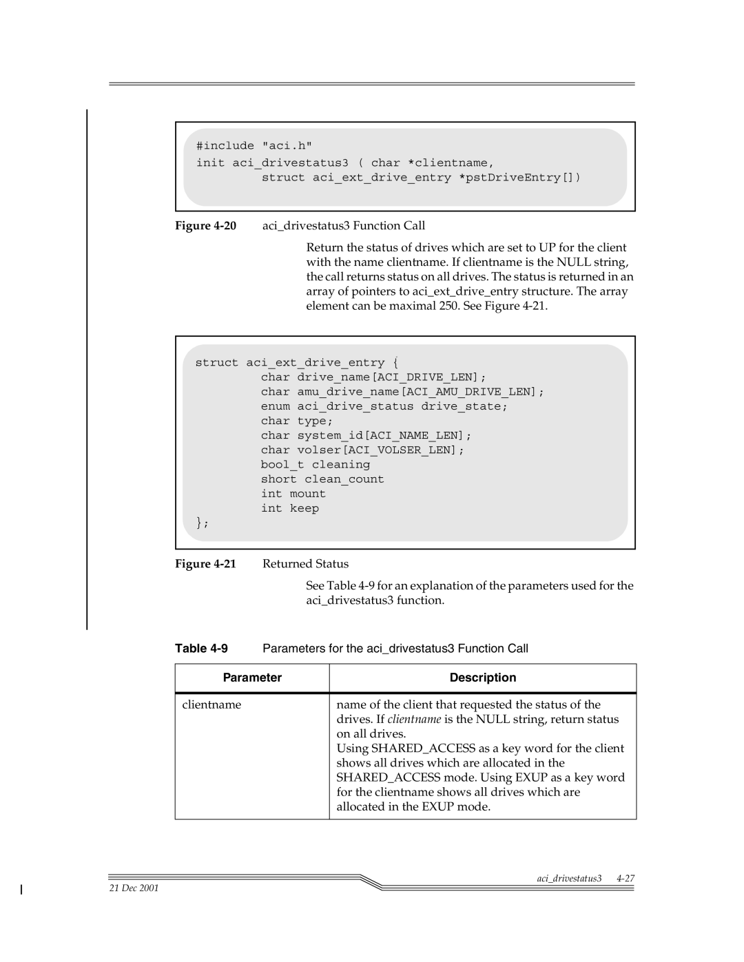 ADIC Server manual 9Parameters for the acidrivestatus3 Function Call 