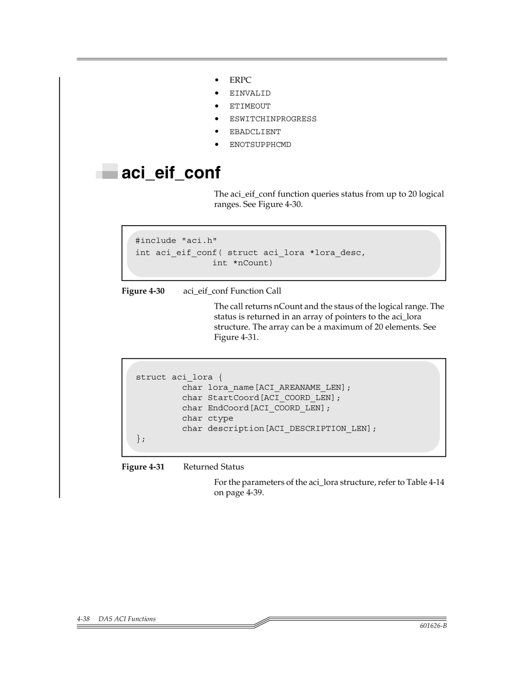 ADIC Server manual Acieifconf, For the parameters of the acilora structure, refer to -14 on 