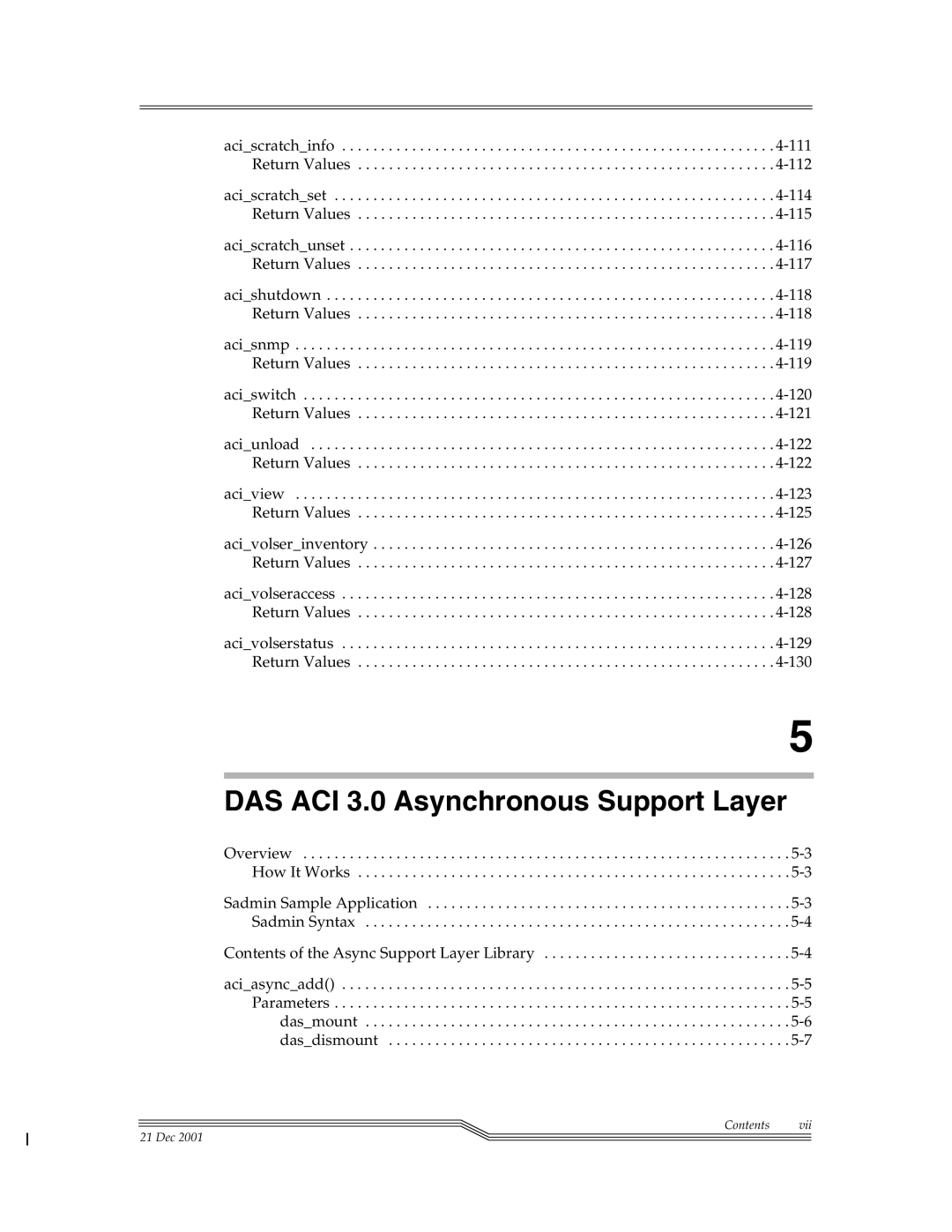 ADIC Server manual DAS ACI 3.0 Asynchronous Support Layer 