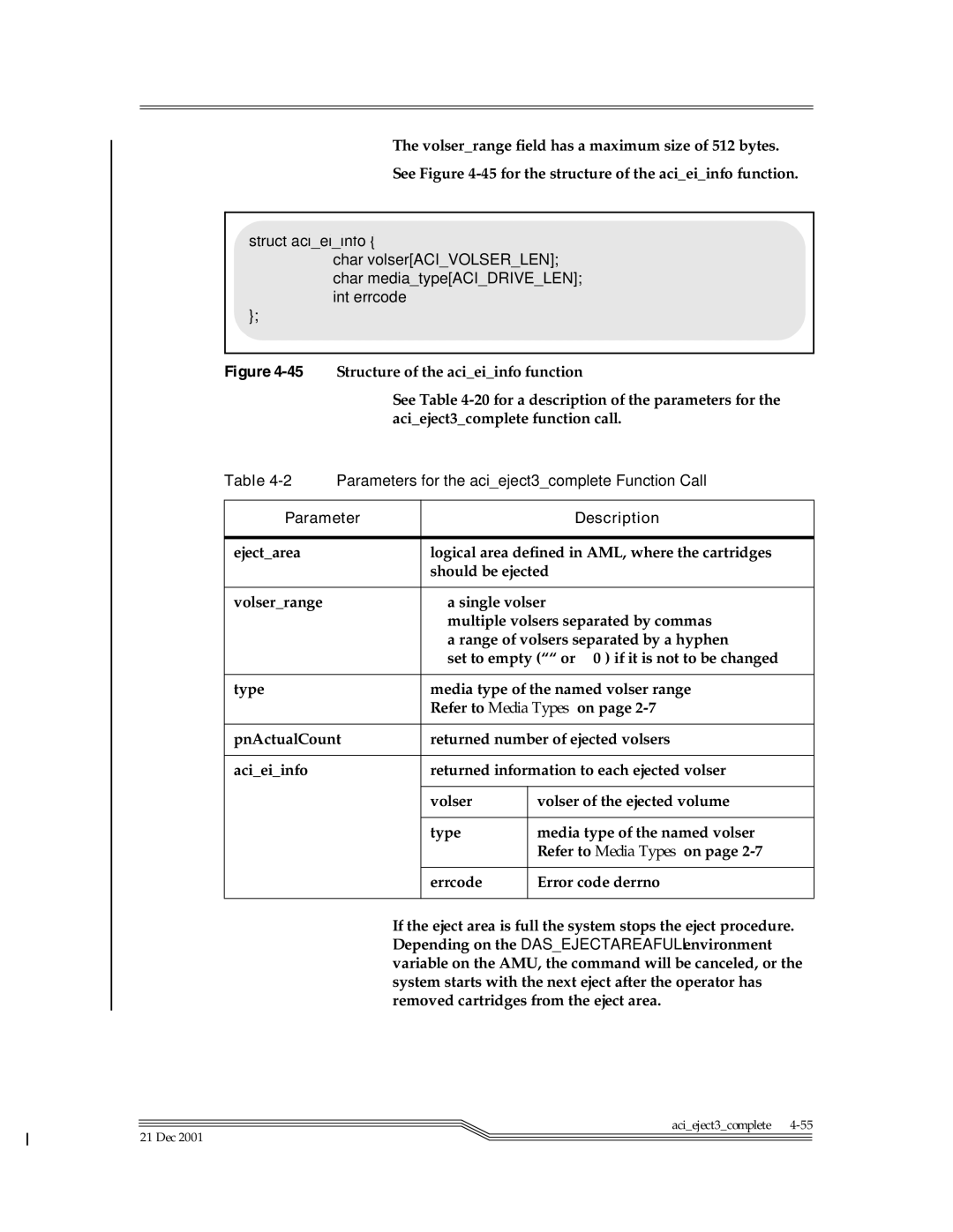 ADIC Server manual 20Parameters for the acieject3complete Function Call 