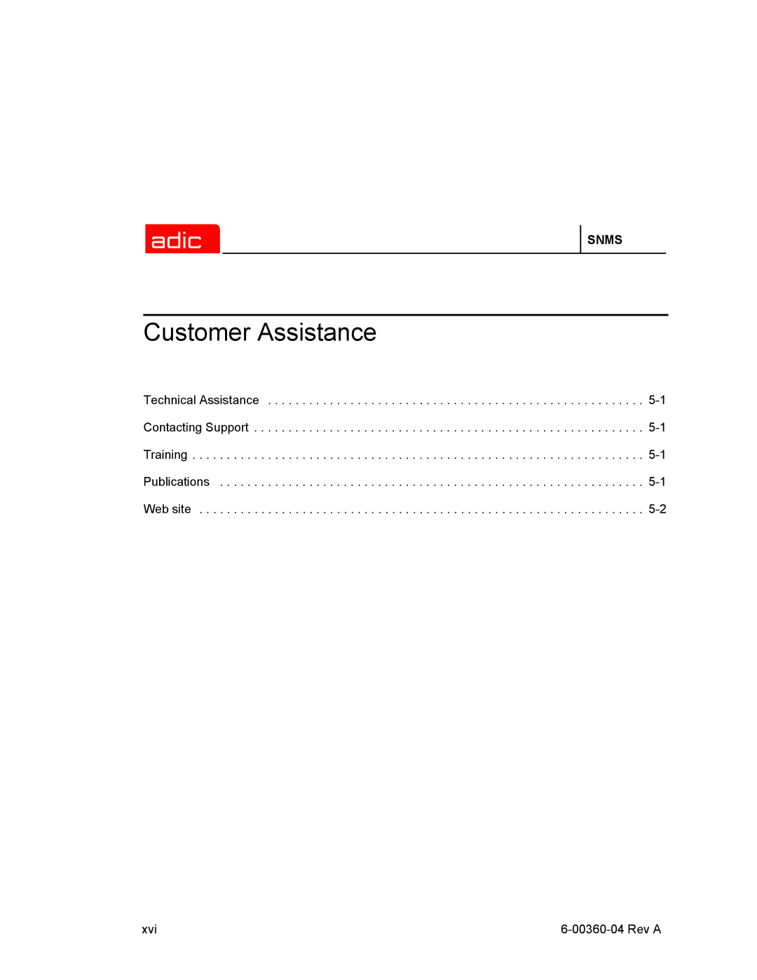 ADIC SNMS 2.3 manual Customer Assistance 