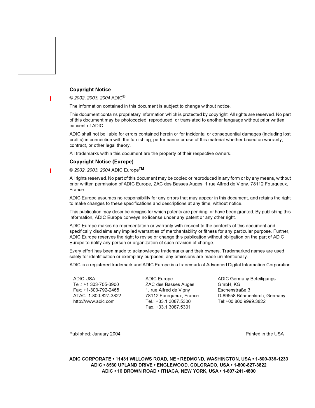 ADIC SNMS 2.3 manual Copyright Notice 