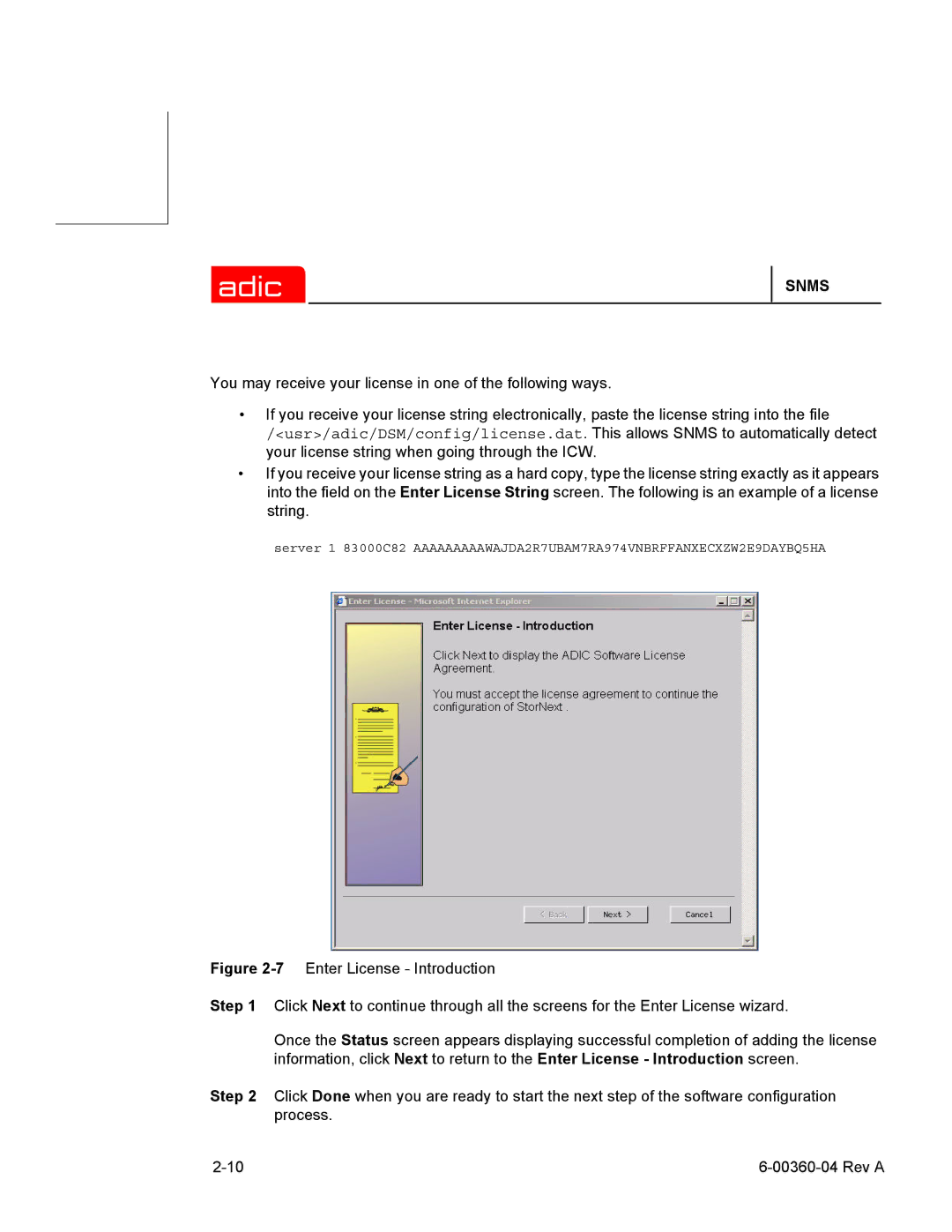 ADIC SNMS 2.3 manual Snms 