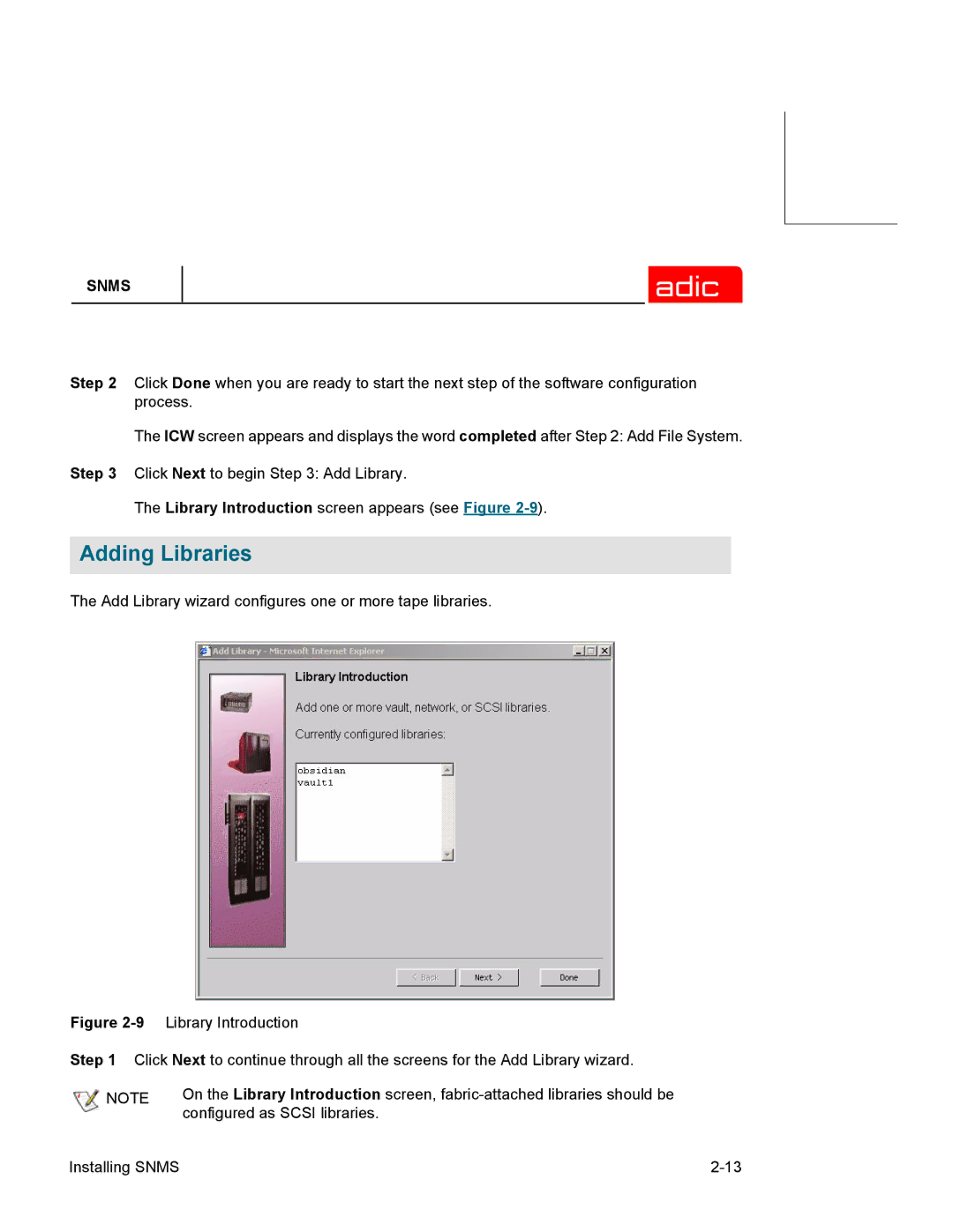 ADIC SNMS 2.3 manual Adding Libraries 