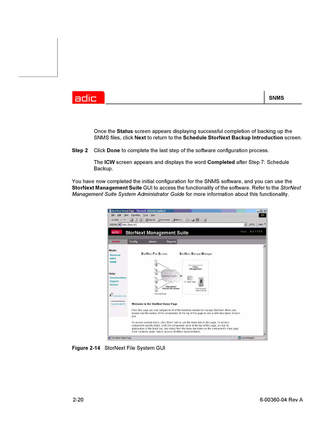 ADIC SNMS 2.3 manual 14StorNext File System GUI Rev a 