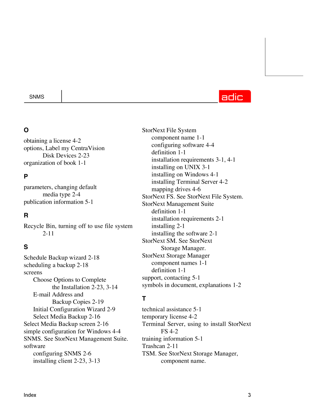 ADIC SNMS 2.3 manual Snms 