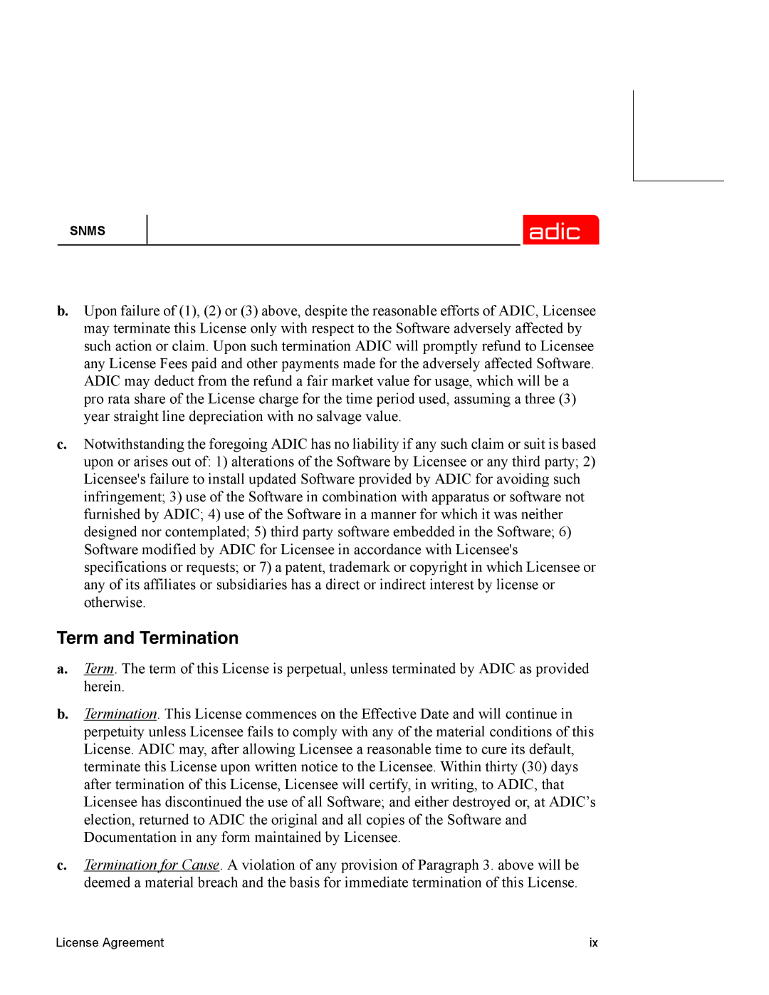 ADIC SNMS 2.3 manual Term and Termination 