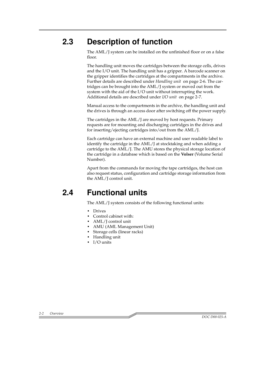 ADIC Switches manual Description of function, Functional units 