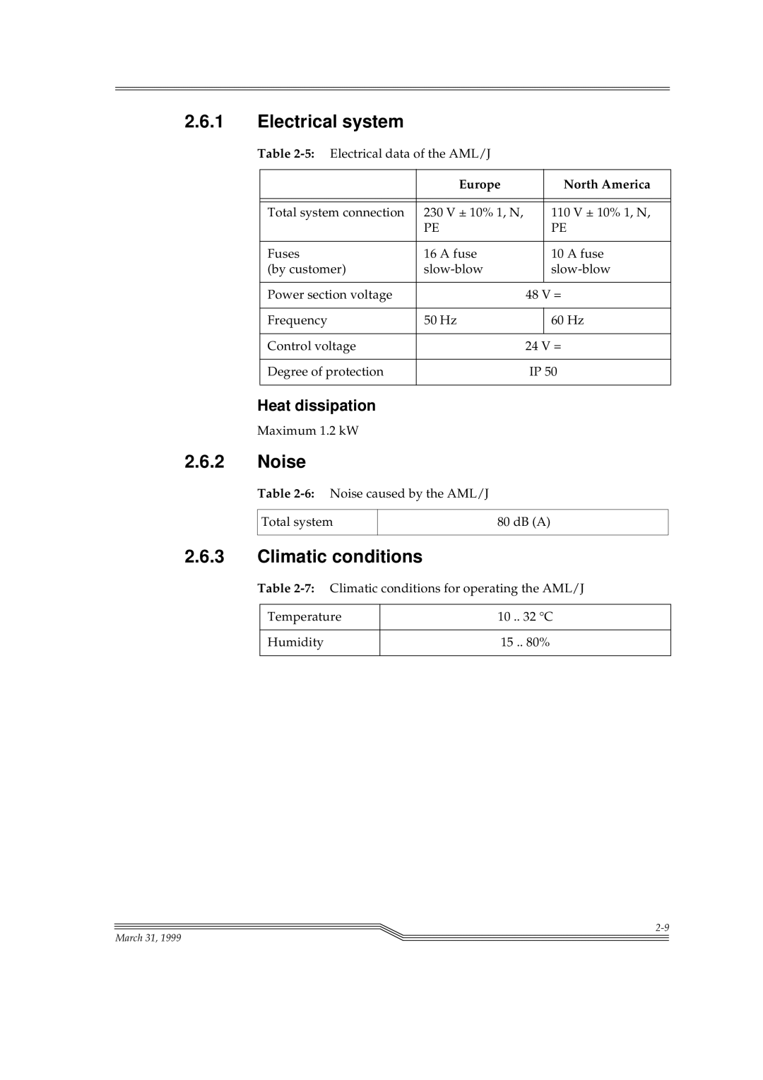 ADIC Switches manual Electrical system, Noise, Climatic conditions, Europe North America 