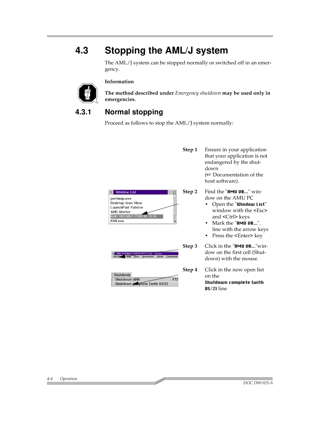 ADIC Switches manual Stopping the AML/J system, Normal stopping, Step 