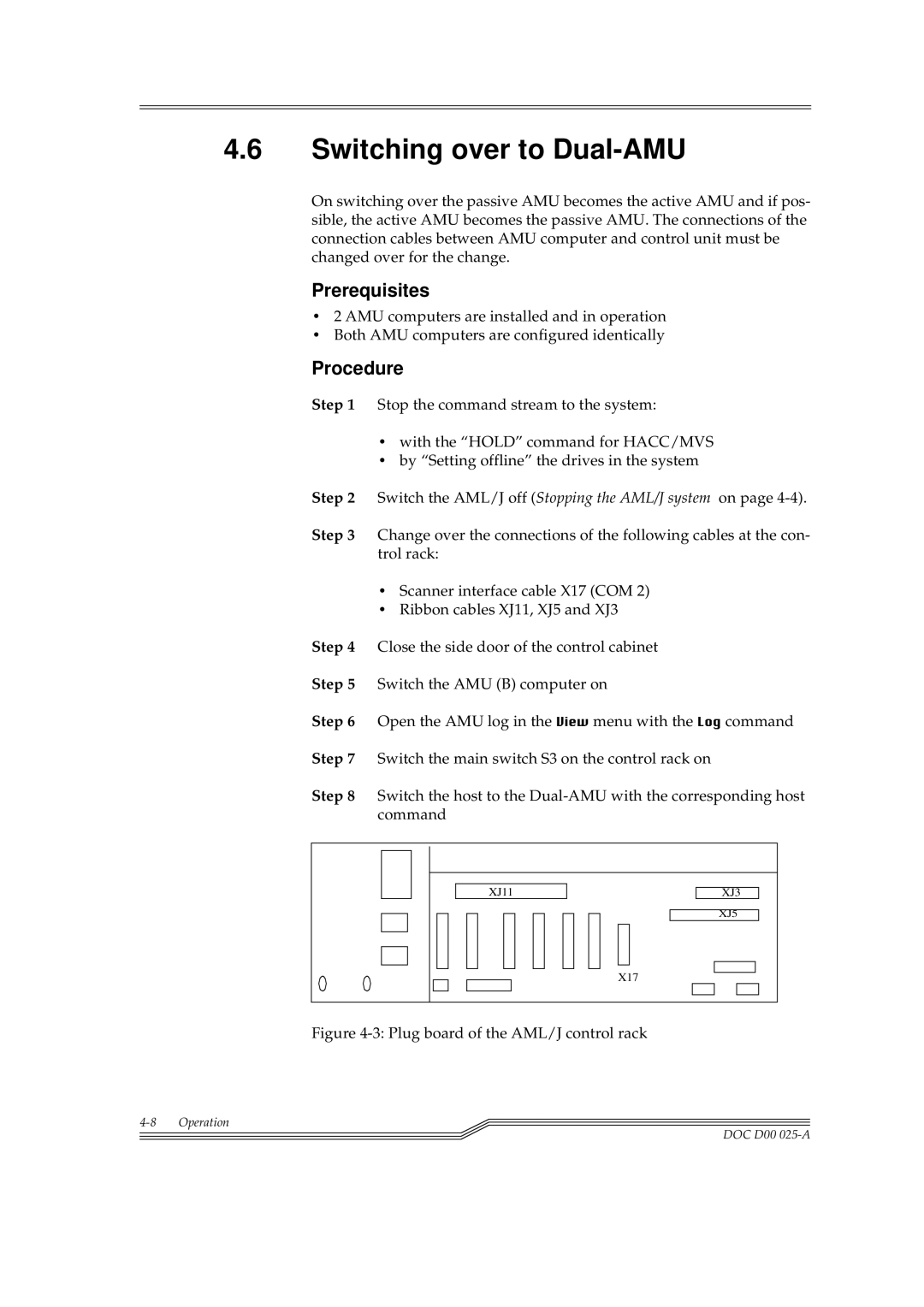 ADIC Switches manual Switching over to Dual-AMU, Prerequisites 