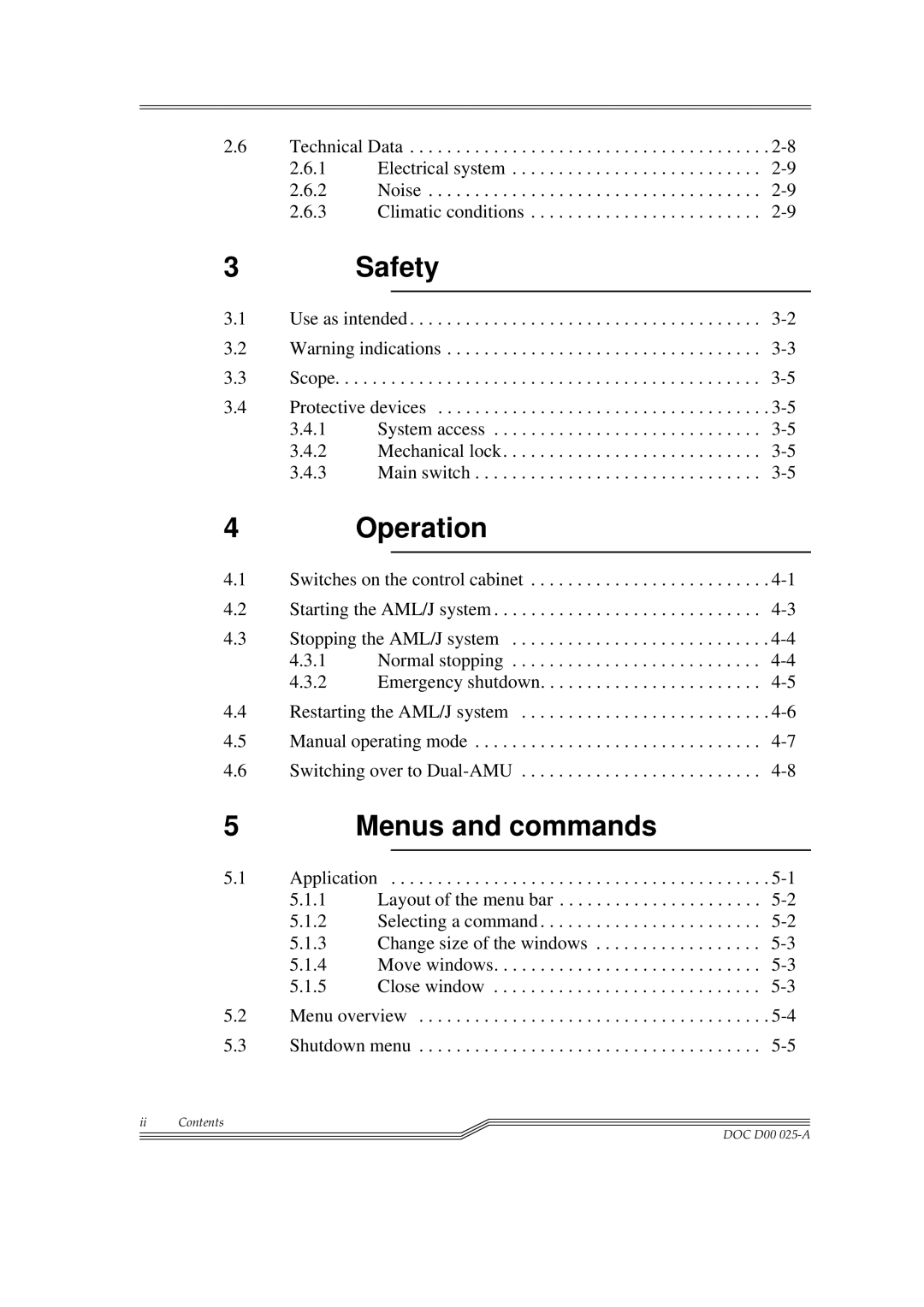 ADIC Switches manual Safety, Operation, Menus and commands 