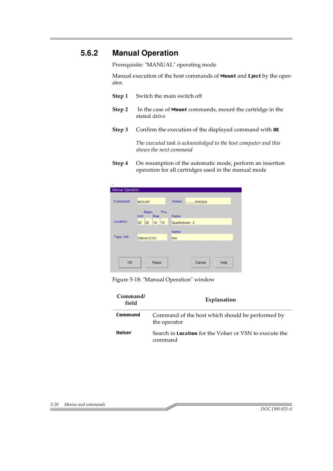 ADIC Switches manual Rovhu, Manual Operation 