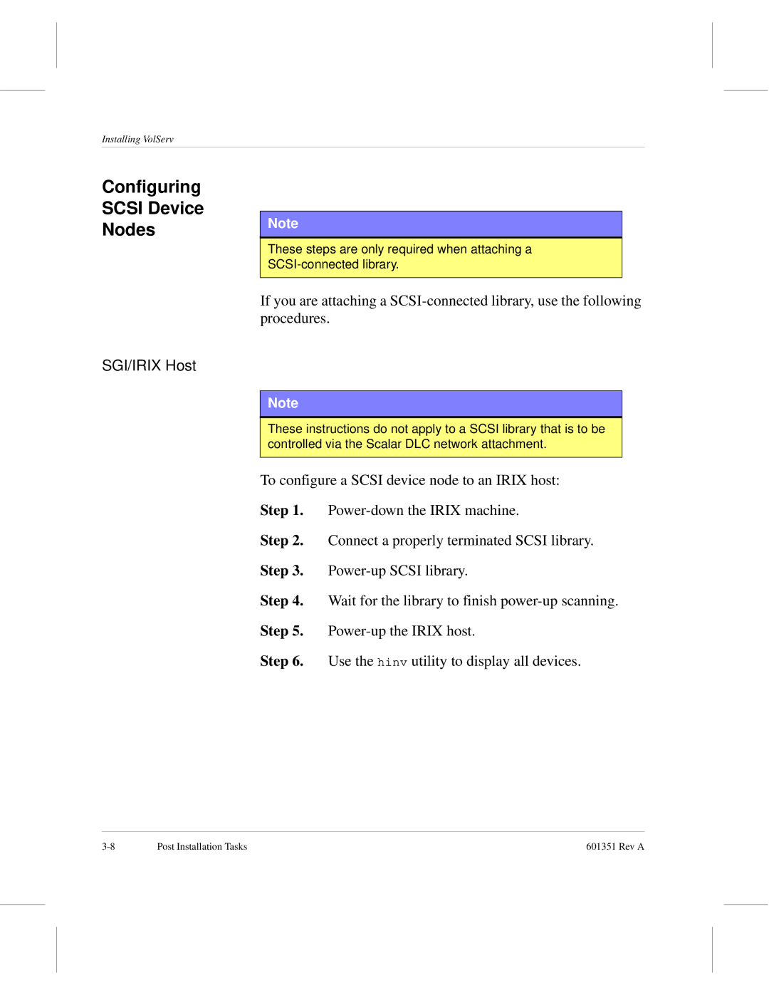 ADIC Version 5.0 manual Configuring Scsi Device Nodes, SGI/IRIX Host 