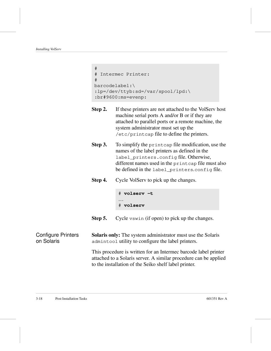 ADIC Version 5.0 manual Configure Printers, On Solaris 