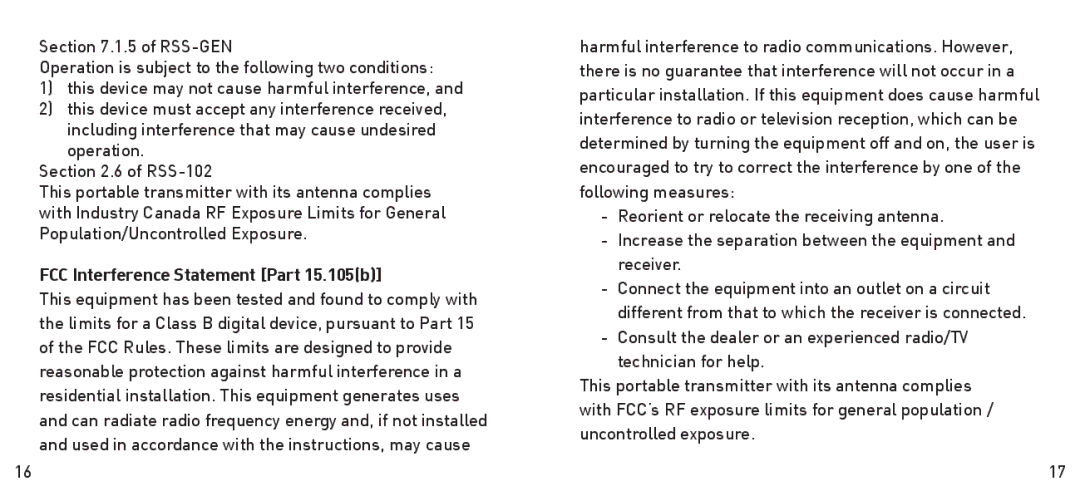 Adidas Heart Rate Monitor manual FCC Interference Statement Part 15.105b 