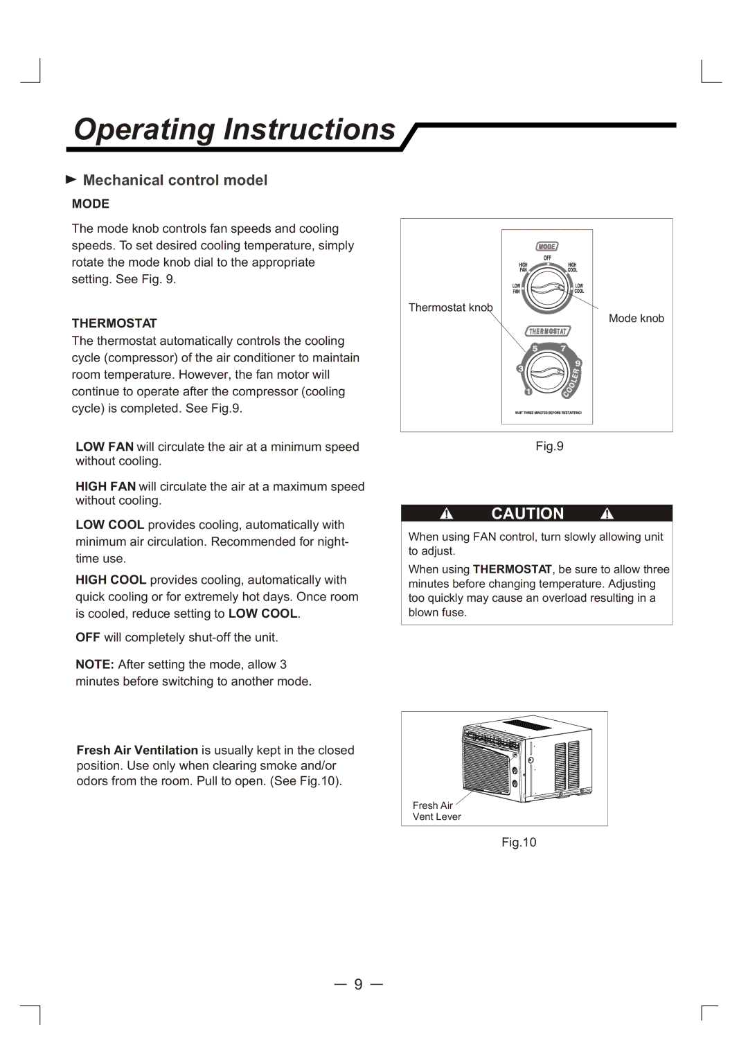 Admiral AAW-05CM1FHUE, AAW-06CM1FHUE, AAW-05CR1FHUE, AAW-06CR1FHUE manual Operating Instructions, Mode 