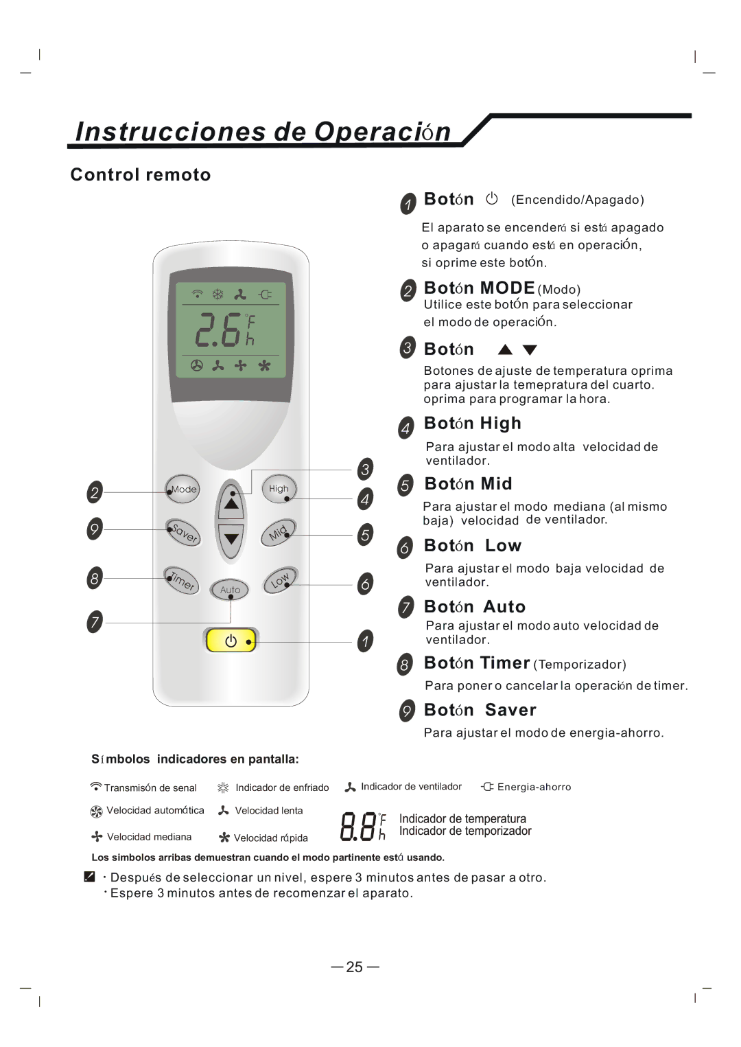 Admiral AAW-05CM1FHUE, AAW-06CM1FHUE, AAW-05CR1FHUE, AAW-06CR1FHUE manual Instrucciones de Operaci n 