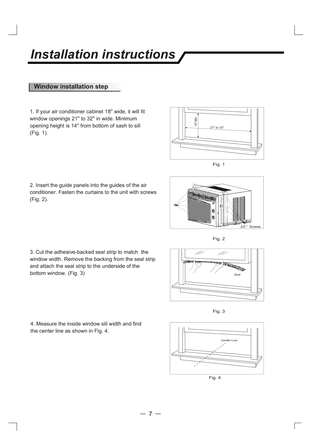 Admiral AAW-06CM1FHUE, AAW-05CR1FHUE, AAW-05CM1FHUE, AAW-06CR1FHUE manual Window installation step 