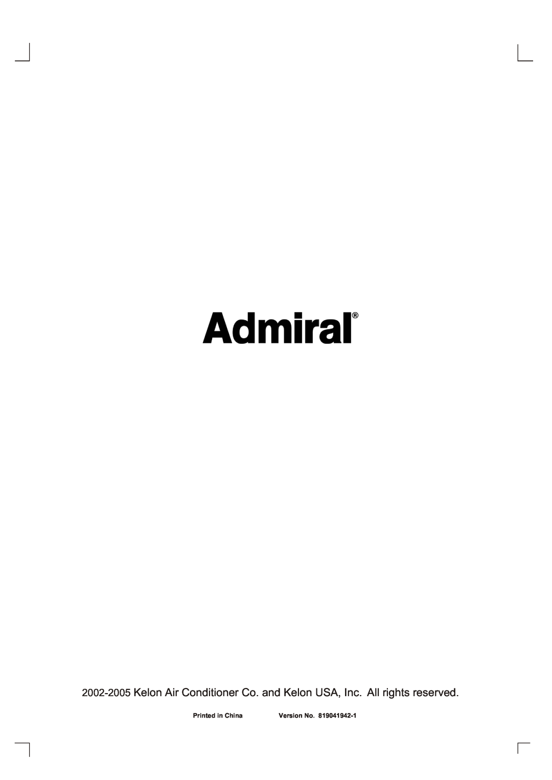 Admiral AAW-06CR1FHUE, AAW-06CM1FHUE, AAW-05CR1FHUE, AAW-05CM1FHUE manual Version No 