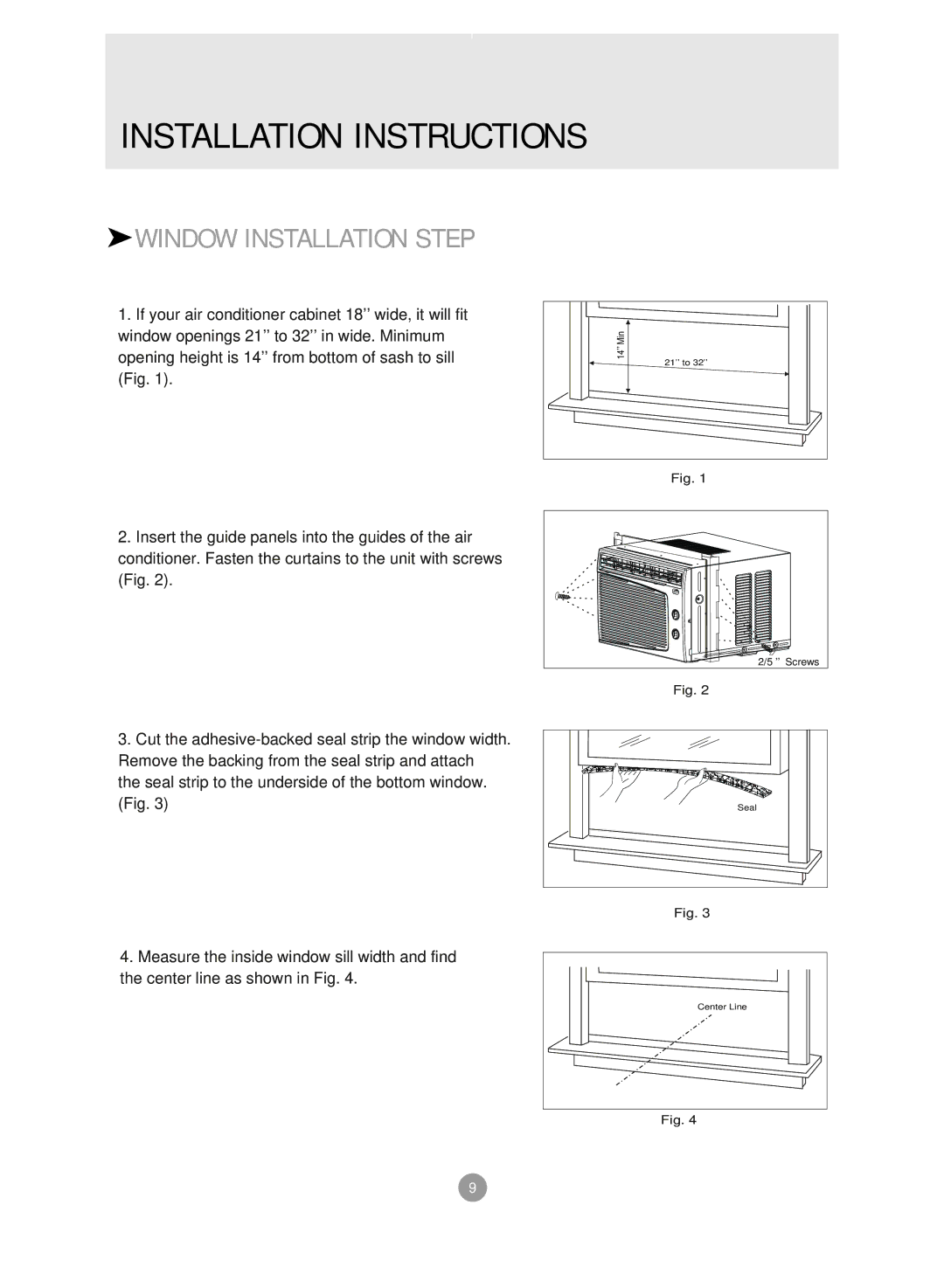 Admiral AAW-05CM1FHU, AAW-08CR1FHU, AAW-08CM1FHU, AAW-06CR1FHU, AAW-08DR1FHU WINDOWindow installationINSTALLATIONstep Step 