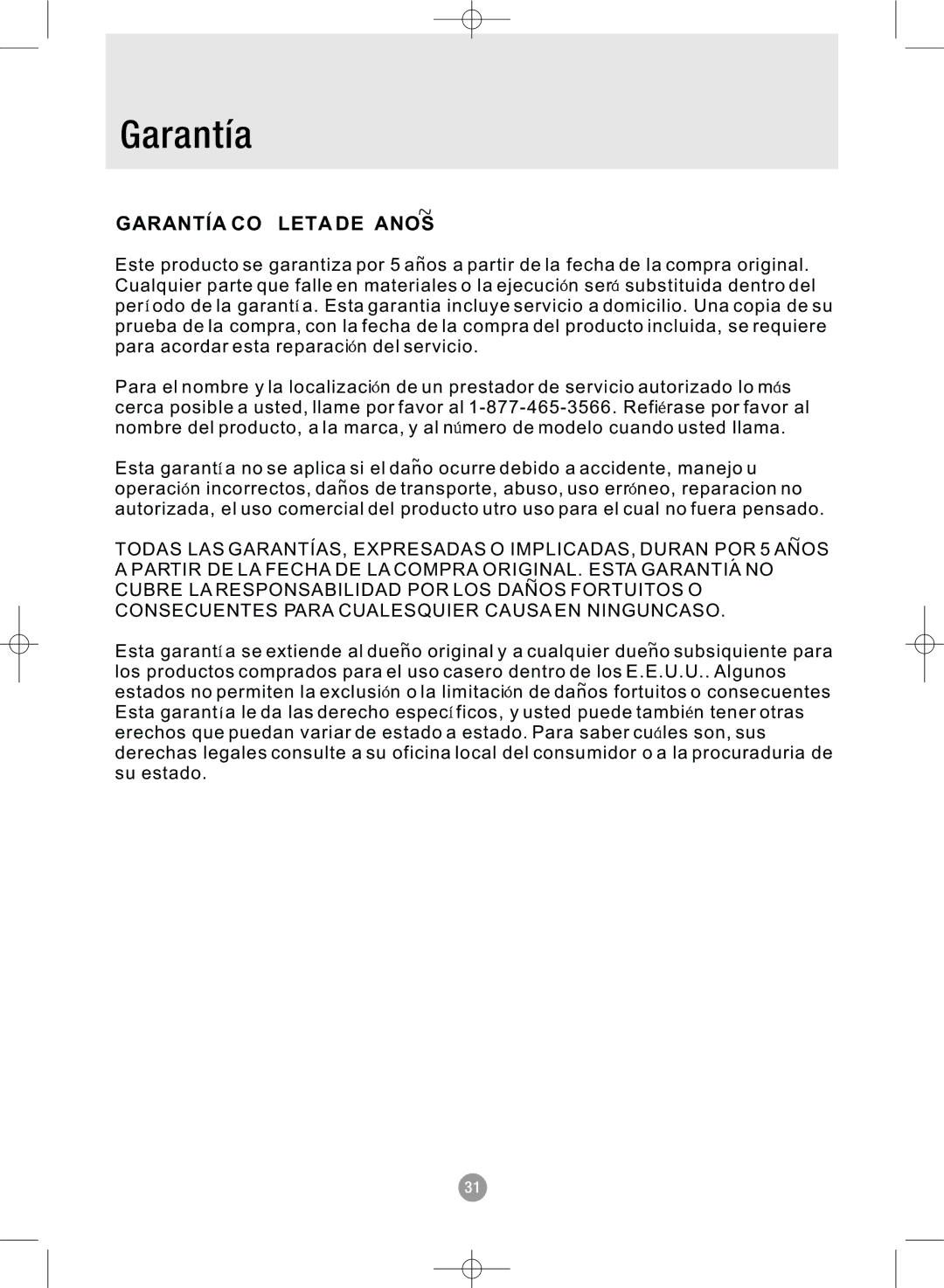 Admiral AAW-O6CM1FHU, AAW-08CR1FHU, AAW-08CM1FHU, AAW-06CR1FHU, AAW-08DR1FHU manual Garantía, Garantia Completa DE 5 Anos 