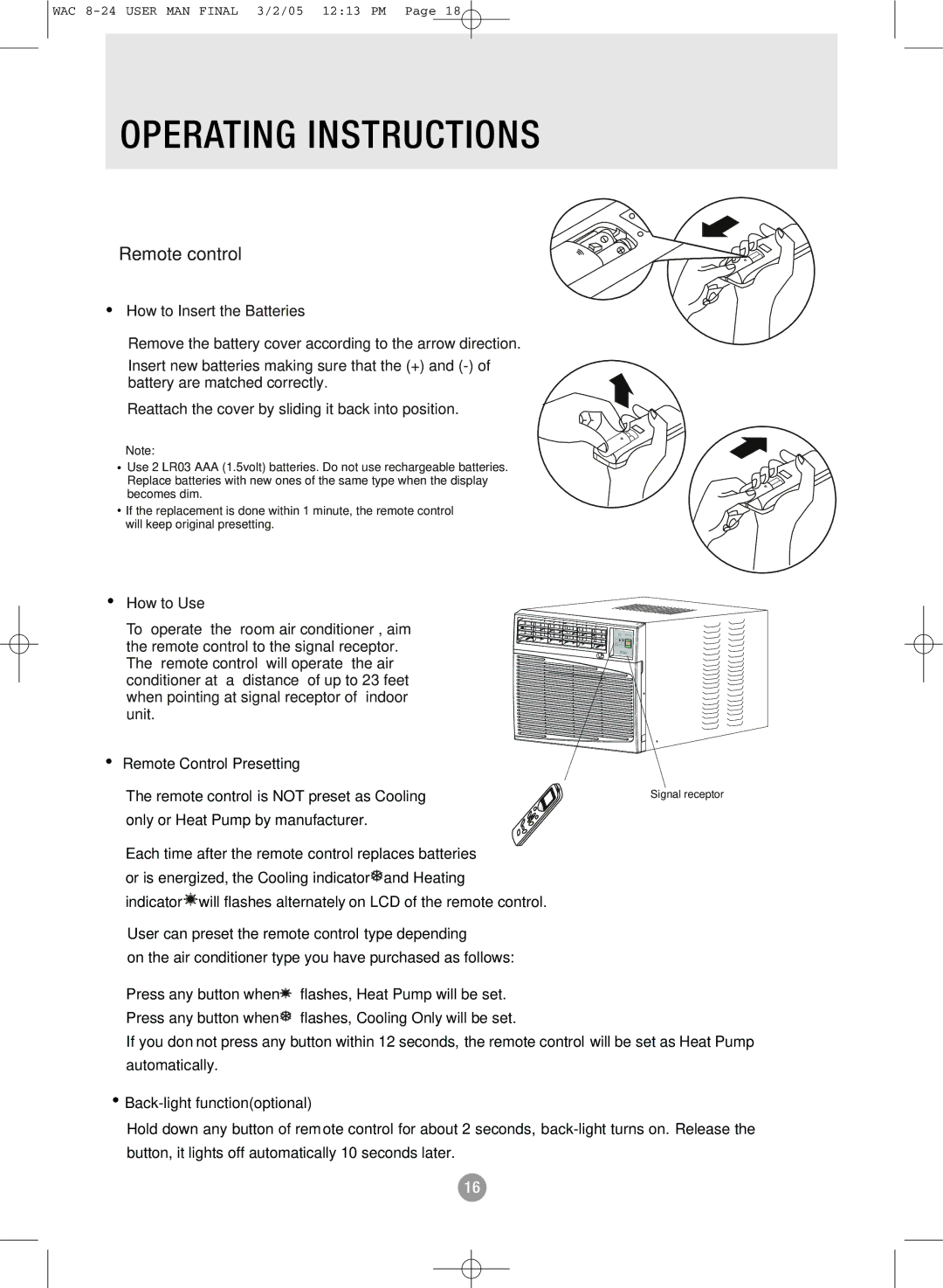 Admiral AAW-10CM1FHUE, AAW-15CR1FHUE, AAW-24CM1FHUE, AAW-22CR1FHUE, AAW-08CM1FHUE, AAW-10CR1FHUE manual Operating Instructions 