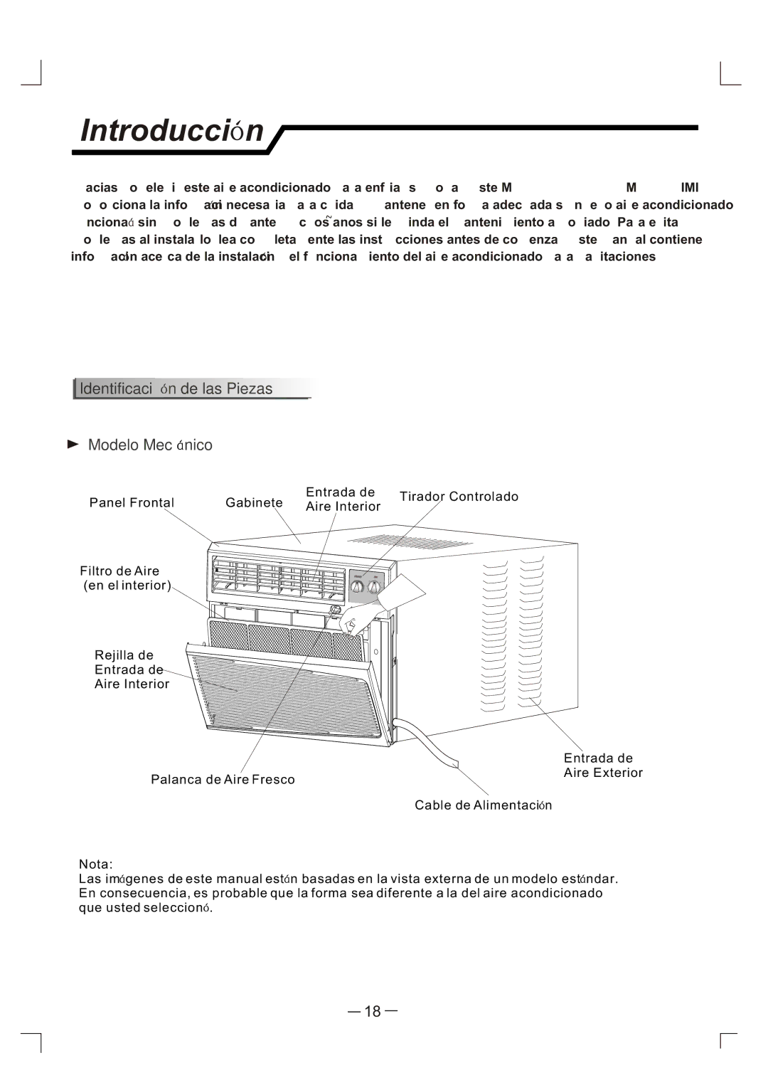 Admiral AAW-18DR3FHU, AAW-24CM3FHU, AAW-24CR3FHU, AAW-10CM1FHU Introducci n, Identificaci n de las Piezas Modelo Mec nico 