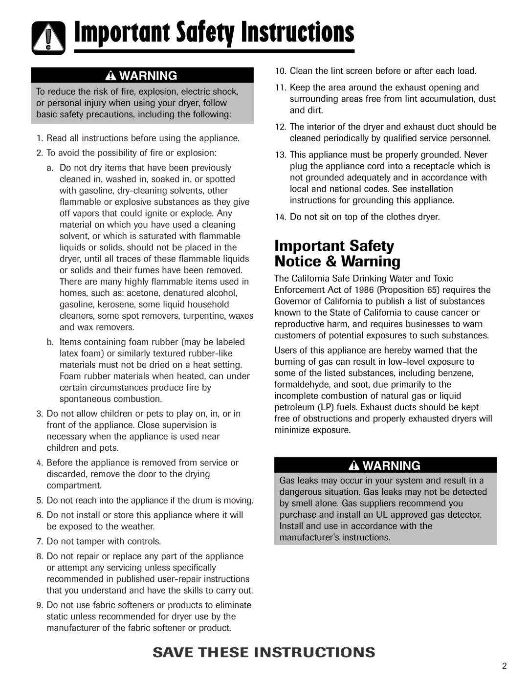 Admiral AD-1 important safety instructions Important Safety 