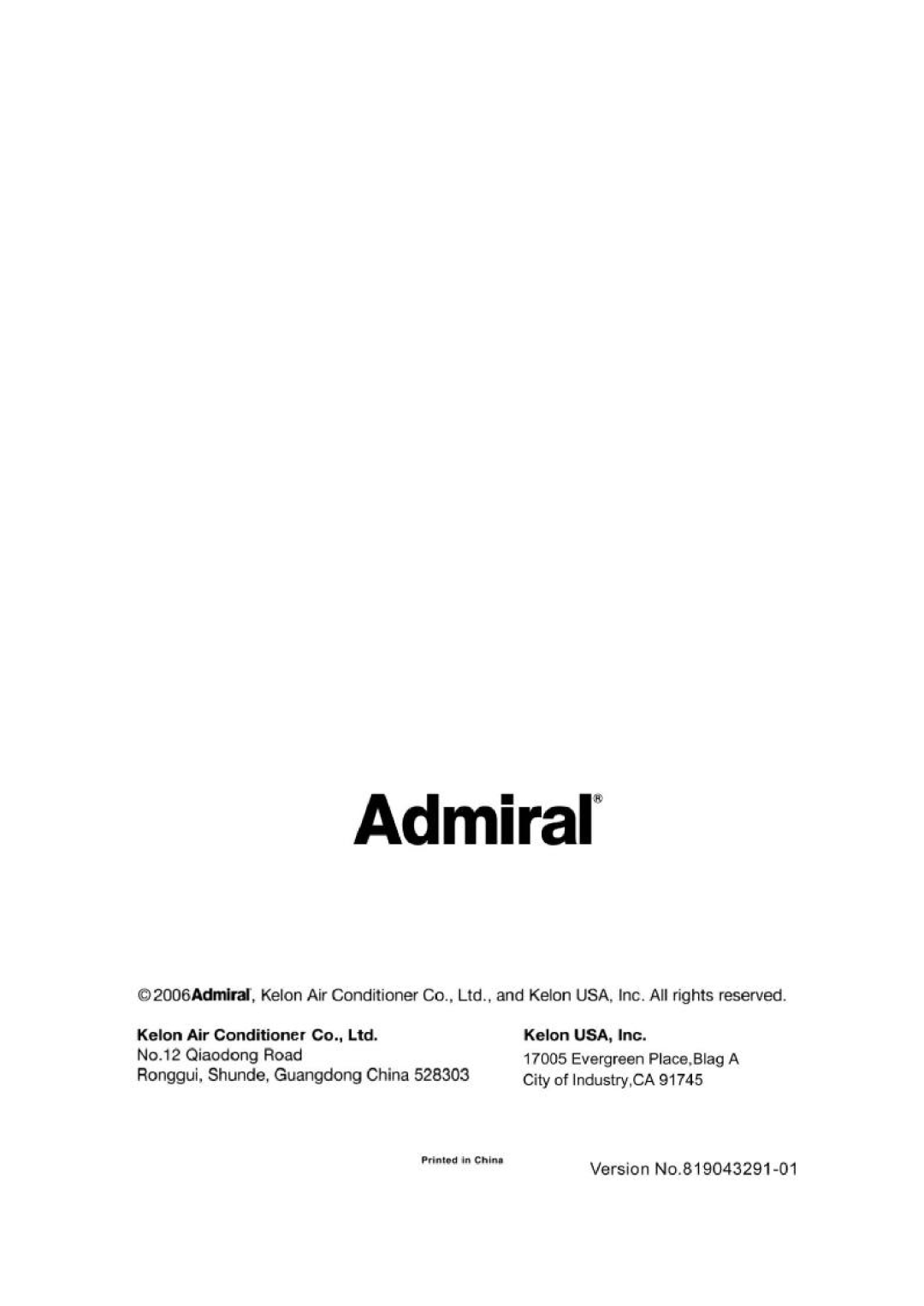 Admiral AW-05CR1FHLU, AW-05CM1FLU manual 