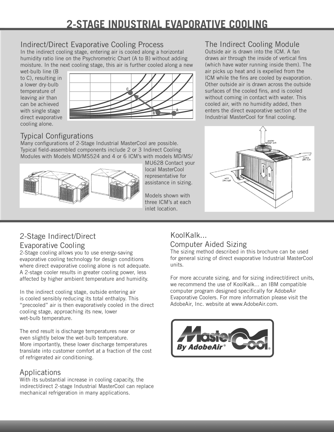 AdobeAir MD524, US980, UD980, UD960, US960, MS628, MD628, MS524 manual Stage Industrial Evaporative Cooling 