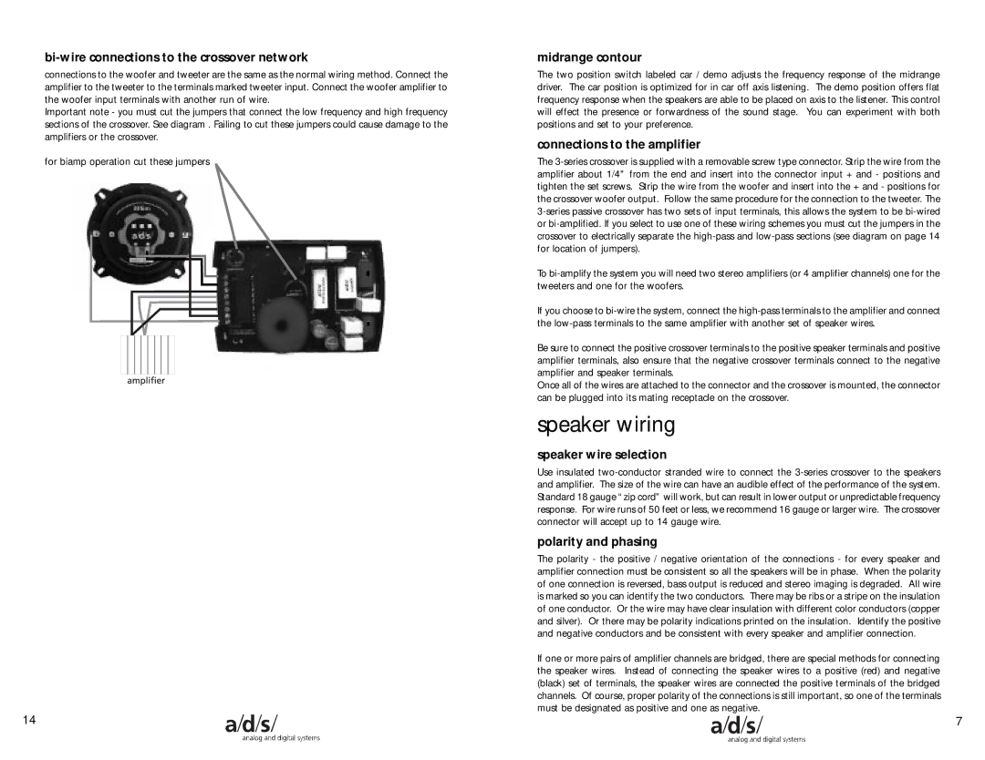 a/d/s/ 336im, 335im, 334im manual Speaker wiring 