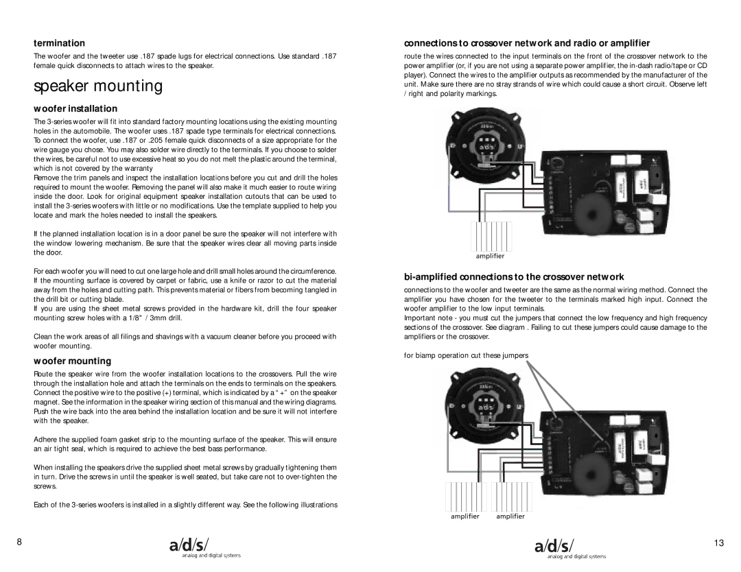 a/d/s/ 334im, 335im, 336im manual Speaker mounting 