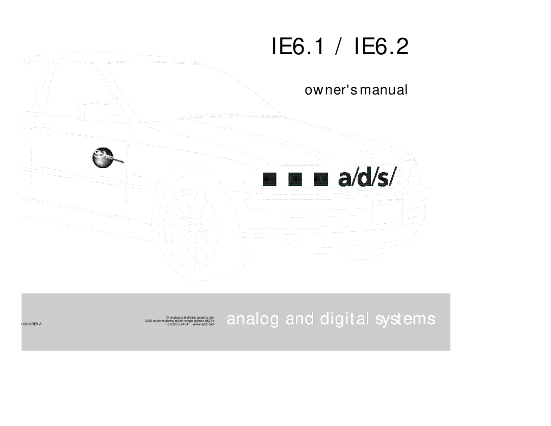 a/d/s/ IE6.1 / IE6.2 owner manual 