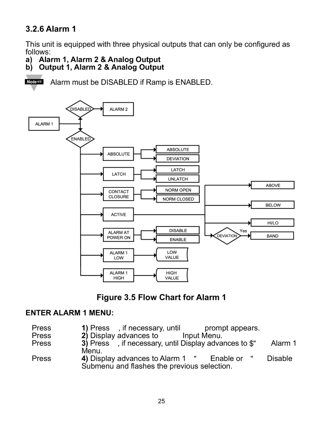 a/d/s/ iSeries manual Enter Alarm 1 Menu 