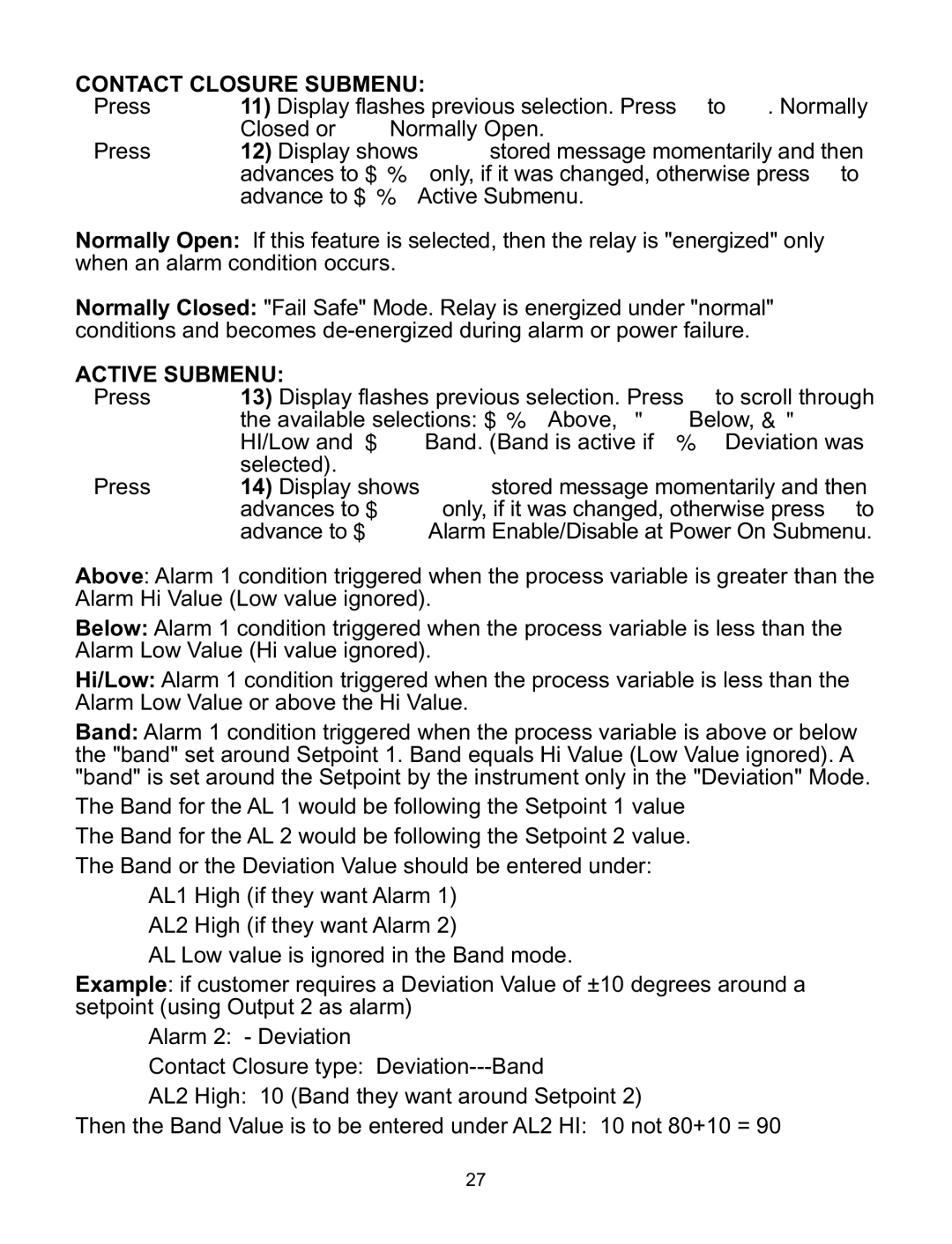 a/d/s/ iSeries manual Contact Closure Submenu, Active Submenu 