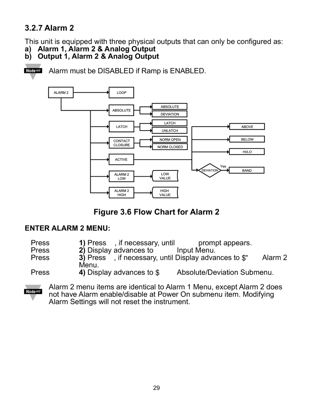 a/d/s/ iSeries manual Flow Chart for Alarm, Enter Alarm 2 Menu 