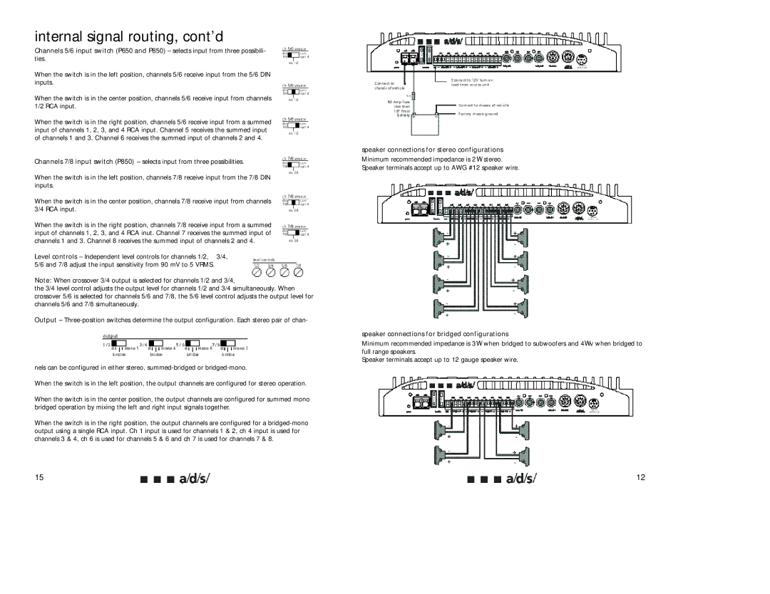 a/d/s/ P450, P650, P850 owner manual Internal signal routing, cont’d 