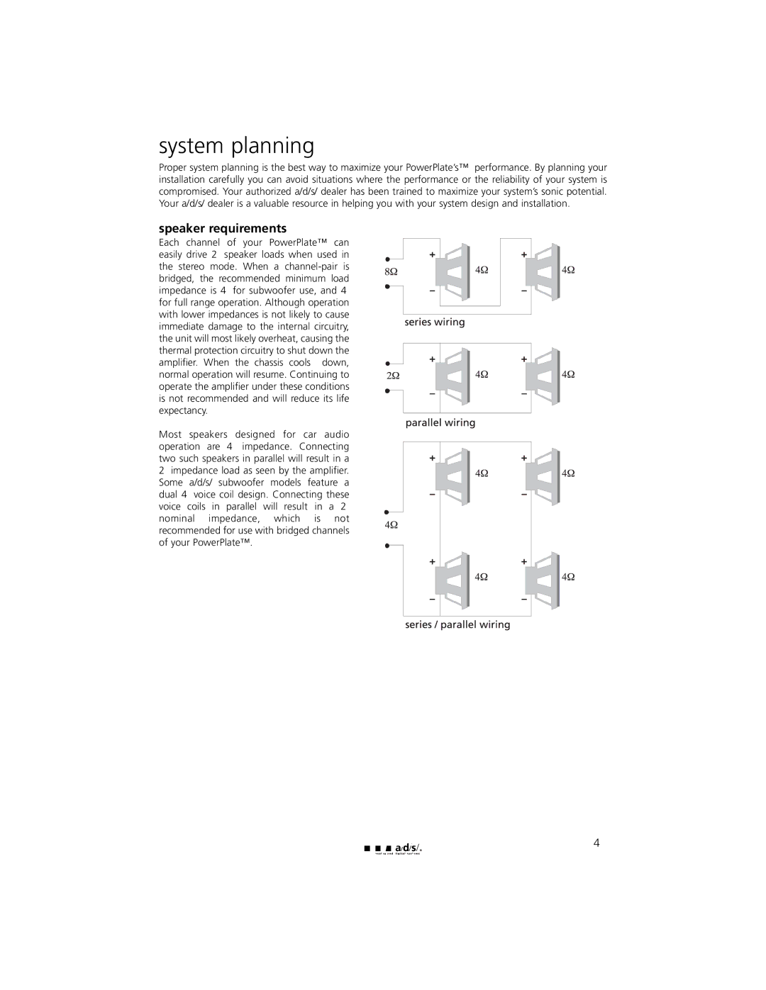 a/d/s/ PH30.2 manual System planning, Speaker requirements 