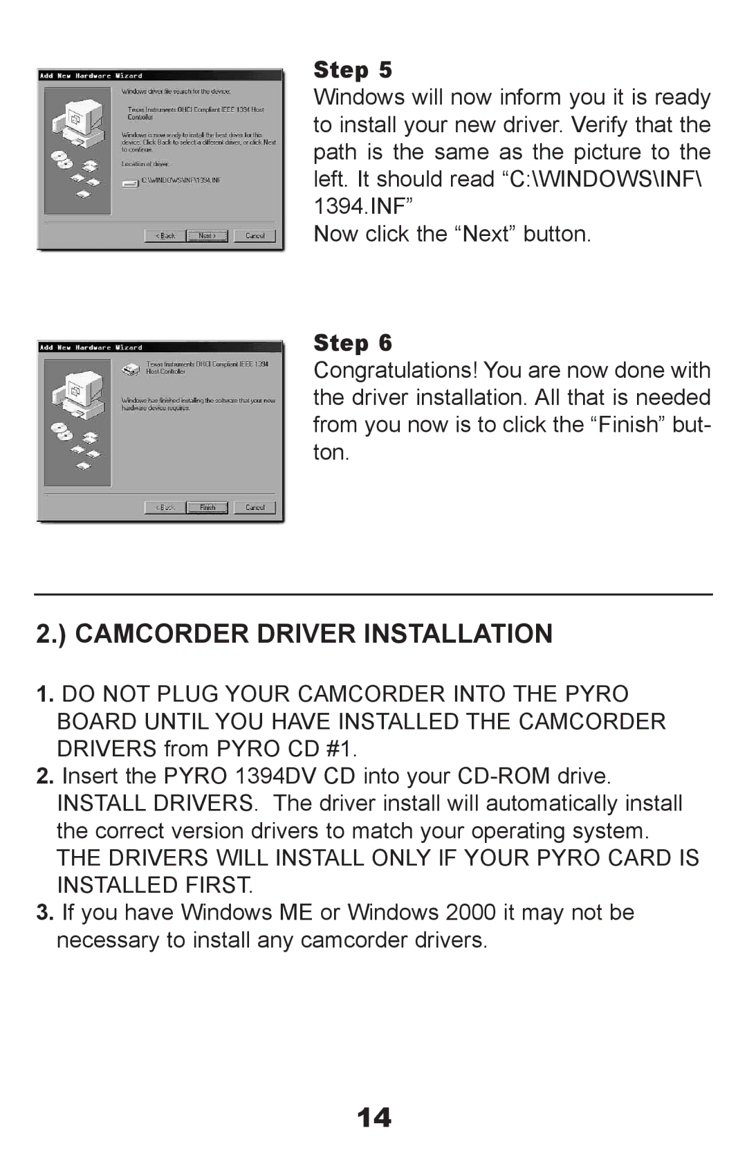 ADS Technologies API-408 manual Camcorder Driver Installation 