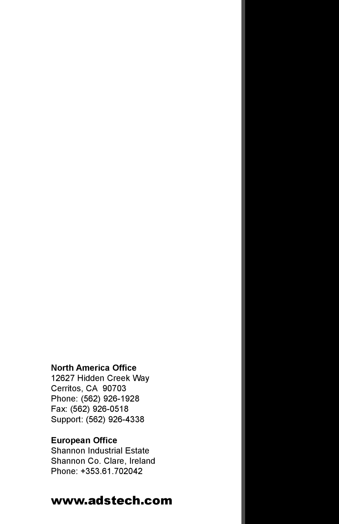 ADS Technologies API-408 manual North America Office 