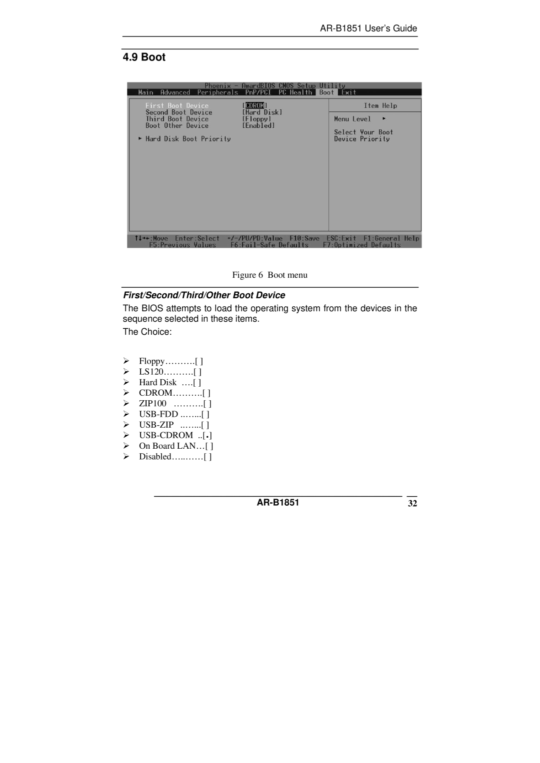 ADS Technologies manual First/Second/Third/Other Boot Device, AR-B185132 