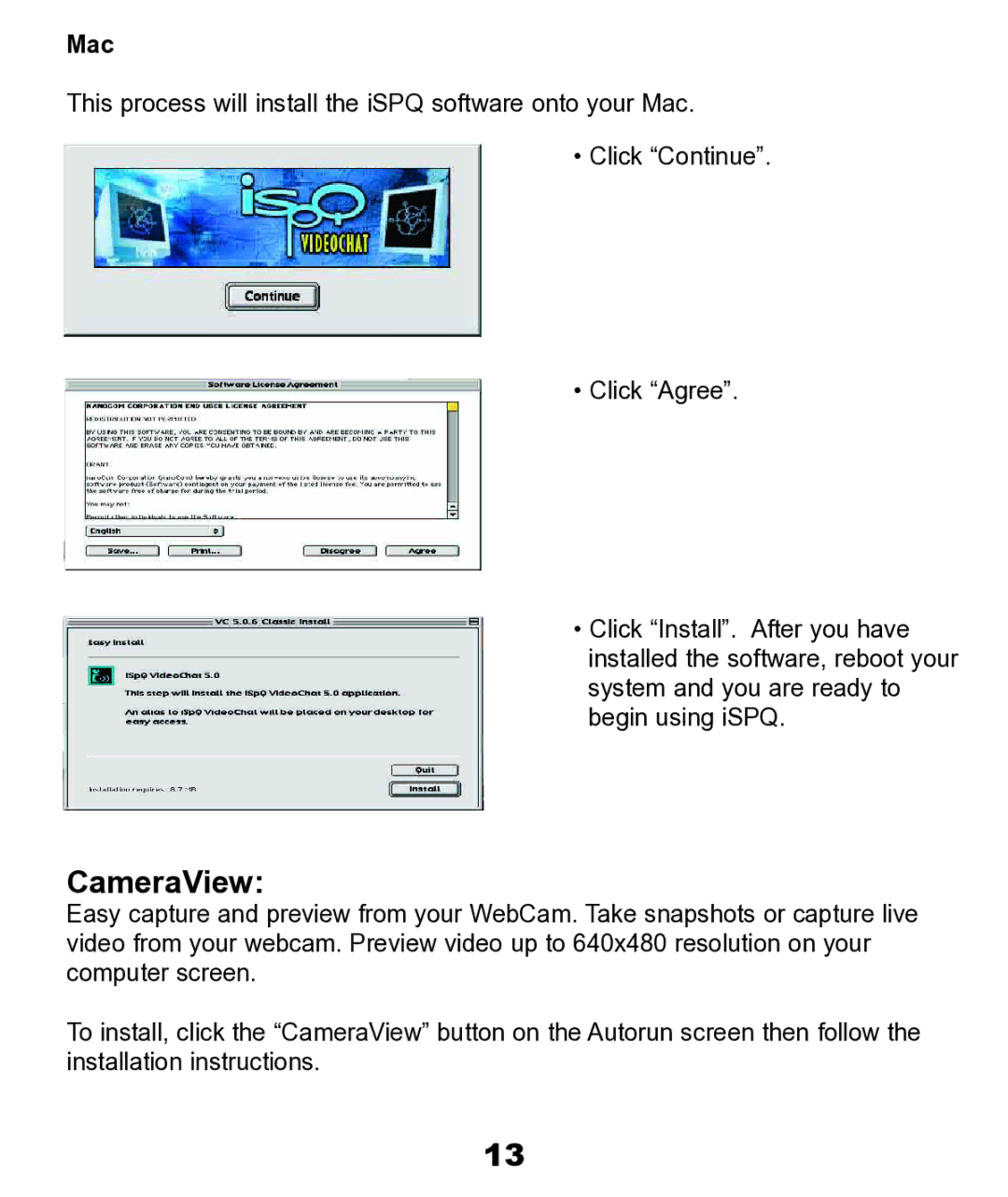 ADS Technologies PYRO 1394 manual CameraView, Mac 