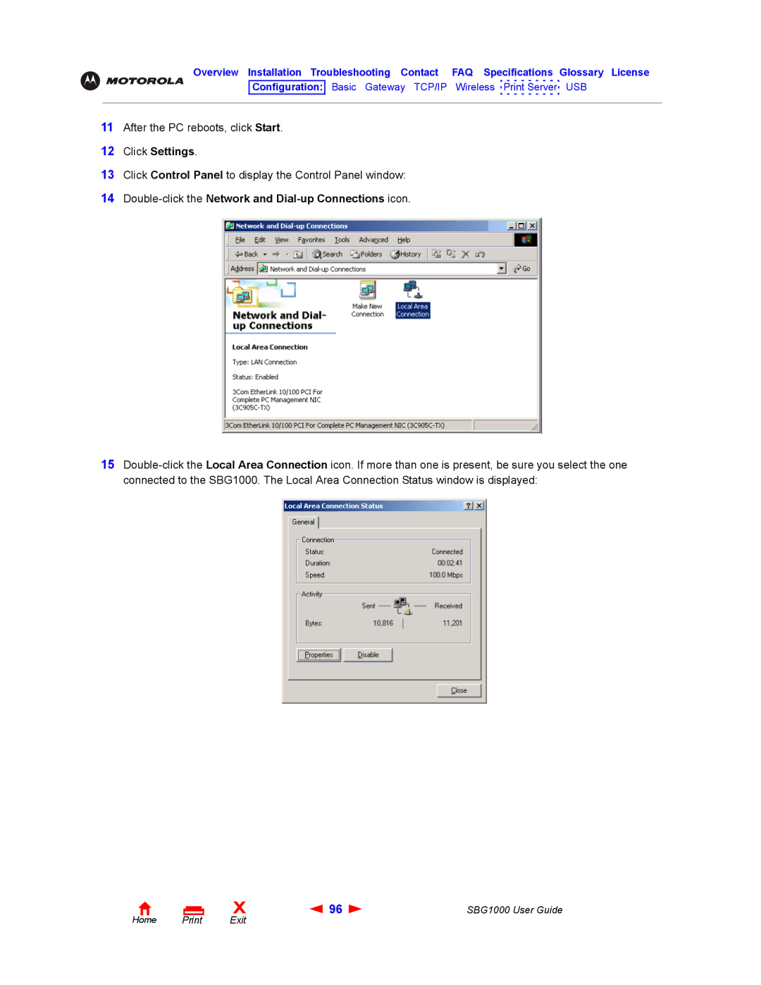 ADS Technologies SBG1000 manual Double-click the Network and Dial-up Connections icon 