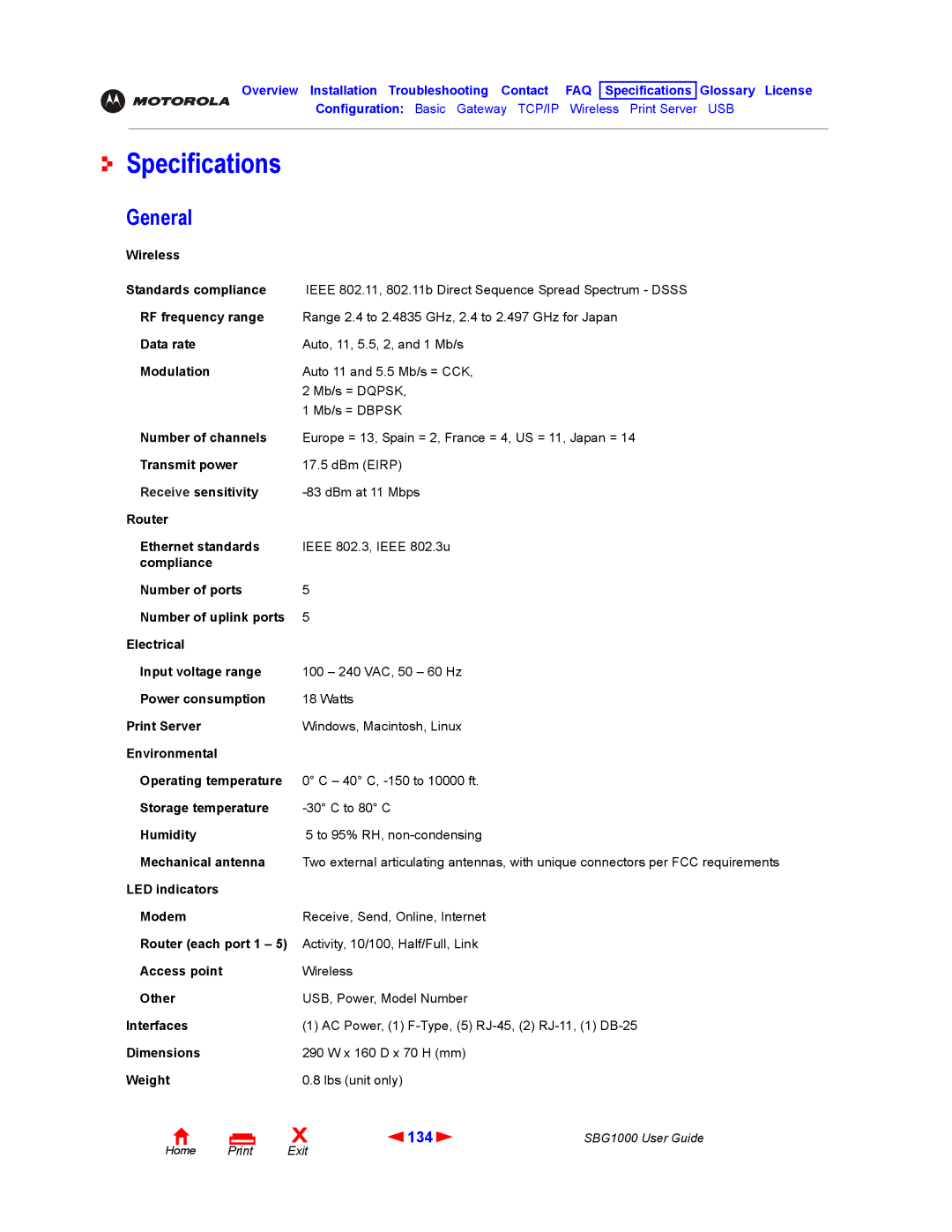 ADS Technologies SBG1000 manual Specifications, General, 134 