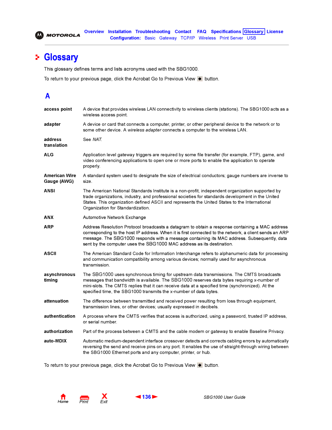 ADS Technologies SBG1000 manual Glossary, 136 