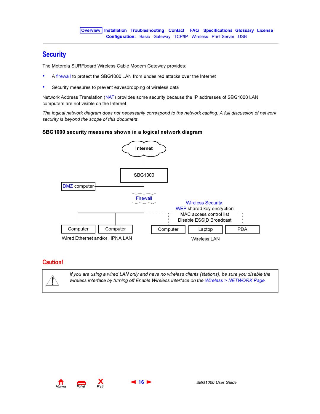 ADS Technologies SBG1000 manual Security, Internet 