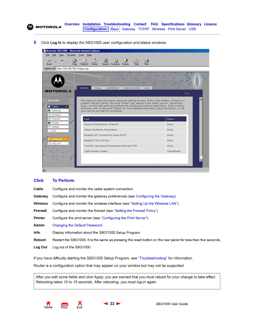 ADS Technologies SBG1000 manual Click, To Perform 