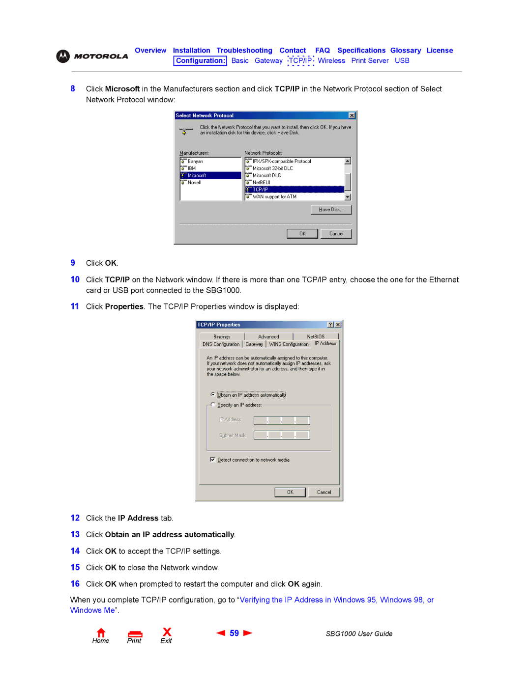 ADS Technologies SBG1000 manual Click Obtain an IP address automatically 